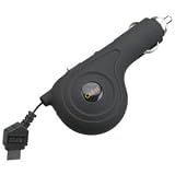 Apple iPhone / Apple iPod - Rubberized Retractable Car Charger (Black)