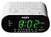 Sony Compact AM/FM Alarm Clock Radio with Large LED Display, Extendable Snooze, & Built-in Battery Back-Up - White