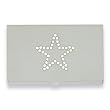 Crystal Heart Brushed Aluminum Business Card Case