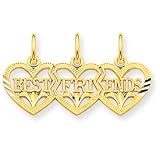 14k Triple Heart D-Cut Best Friends Break-apart Pendant