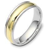 Custom Comfort Fit 6mm Platinum and 18 Karat Gold Wedding Band Ring