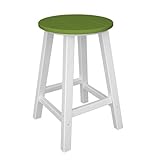 IMAGE OF Polywood Contempo Round Counter Height Stools, Set of 2, White with Lime Green Seat
