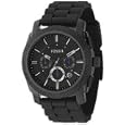 Fossil Black Dial Silicone Band Watch - Men's