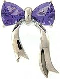 Sterling Silver Simulated Amethyst Bow Brooch