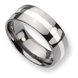 Titanium Sterling Silver Inlay 8mm Polished Band TB212-13