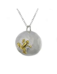 Gold Plated 925 Sterling Silver Vermeil Frog Round Charm Pendant/Necklace 18 Inches 925 Silver Chain