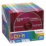 VERBATIM CORPORATION 94611 CD-r 52X 80MIN Color 25PK Sli