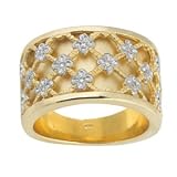 1/10 Carat Diamond 14k Yellow Gold Modern Design Flower Right Hand Ring