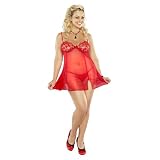 Queen Size Sexy Sheer Red Babydoll and G-string Set