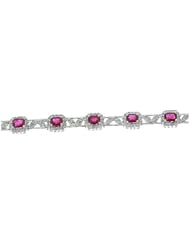 7" 8.19CTW 18K White Gold Genuine Natural Ruby and Diamond Bracelet