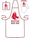 Boston Red Sox Grilling Apron Set Fan-Friendly Sports Includes A Matching Mit And Potholder