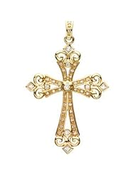 14K White Diamond Cross Pendant 5/8 Cttw