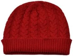 Ladies cashmere cable hat, One Size, Red