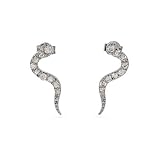 Eve's Addiction Sparkling Cubic Zirconia Sterling Silver Snake Earrings