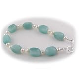 Amazonite Gemstone Nuggets and Freshwater Pearls Bracelet 44