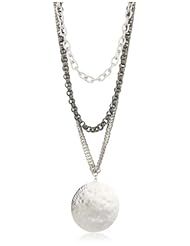 Devon Leigh "Bold Silver" Multi-Tiered Rhodium Dipped Medallion Necklace