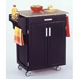 Black Kitchen Cart with Granite Top