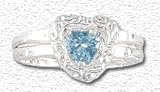Solid Sterling Silver Birthstone Heart Ring Set - March