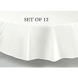 84" Round White Plastic Tablecloth 12 Pieces Party Decor