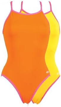 Dolfin Solid Polyester Rev. Cross Back Female Orange/Yellow 36