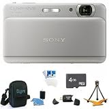Sony Cyber-shot DSC-TX55 Silver Slim Digital Camera 3.3 OLED Touchscreen w/ 4GB Kit