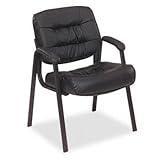 Office Star EX81243 - 93 Series Leather Visitors Chair w/Loop Arms, Black