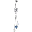 Blue White Silver Crystal Sports Team Belly Ring