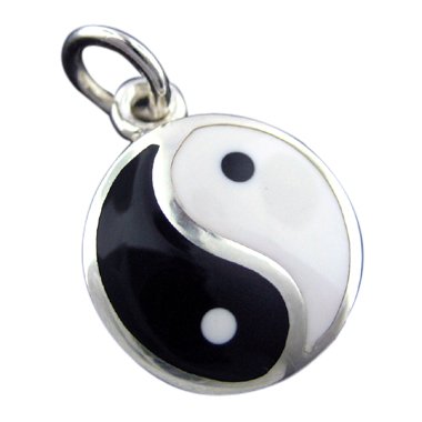 925 Silver Heavy Yin Yang Enamel Pendant Hawaiian Jewelry