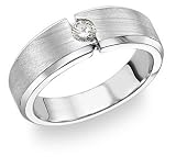 14K White Gold Men's Diamond Band Ring (0.18 Carats)