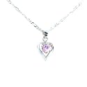 Birthstone June Alexandrite Heart Crystal Sterling Silver Necklace