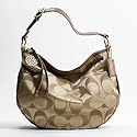 Coach Signature Ali Shoulder Hobo Bag Purse Tote 13642 Khaki Bronze