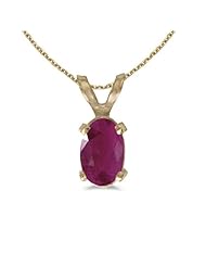 14k Yellow Gold Oval Ruby Pendant with 18" Chain