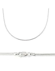 14k Solid White Gold Round Snake Chain Necklace 1mm 16"