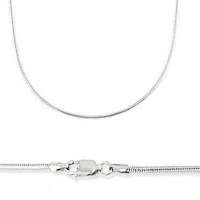 14k Solid White Gold Round Snake Chain Necklace 1mm 20