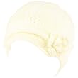 Hand Knit Winter Cable Crochet Flower Visor Beanie Skull Ski Snow Cap Hat Ivory