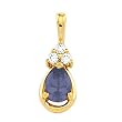 14K Yellow Gold Iolite and Diamond Pendant