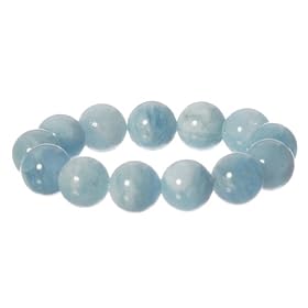 16mm Round Aquamarine Beaded Stretch Bracelet by Amazon.com Collection