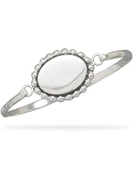 CleverSilvers Bangle With Oval Tag Bead Edge