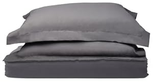 HC COLLECTION - 1500 Thread Count Egyptian Quality Duvet Cover Set Full Queen Size, 3pc Luxury Soft, Queen Gray