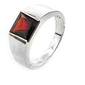Sterling Silver 7mm Square Garnet Ring Size 7