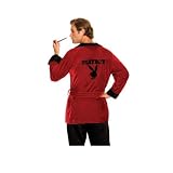 Men's Playboy Hugh Hefner Smoking Jacket Costume,Burgundy,X-Large