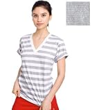 American Apparel Unisex Fine Jersey Stripe Short Sleeve V-Neck