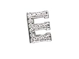 Diamond Block Initial Letter E Pendant, 18k Gold