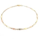 14K Tricolor Gold Heart Link Anklet 9