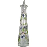 Olive Decorated Glass Olive Oil Bottle Pourer, hold 8 oz