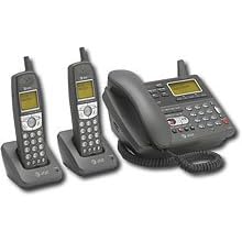 AT&T 1828 5.8GHz Corded Dual Cordless Answering System with Caller ID (Black) by AT&T