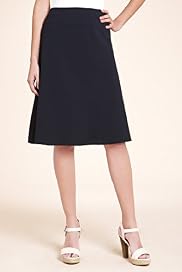 A-Line Crepe Wide Waistband Skirt