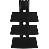 Cheetah Mounts A32B 3 Tier Electronic Component Glass Shelf Wall Mount Bracket with Cable Management System