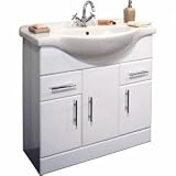 850mm Rigid White Gloss Vanity Unit With Ceramic Top