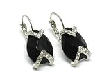 Black Tear Drop Glass Crystal Deco Earring Jewelry